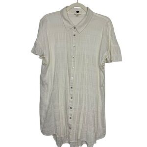 Cupio Cream Button Down Shirt Tunic Length Cotton size XL